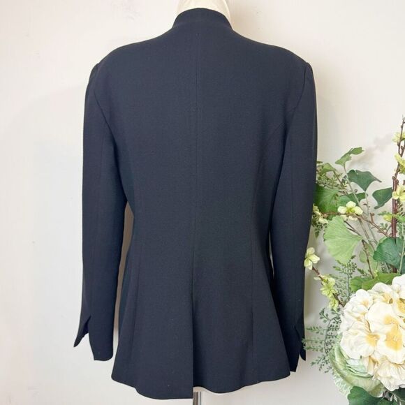 Halston Black Open Front Blazer Jacket | Size 8 | Longline Minimalist - Picture 5 of 11